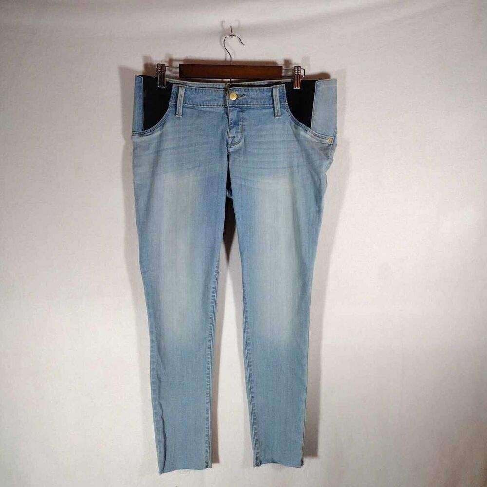 Isabel Maternity Crossover Panel Slim Ankle Pants Blue Size 8 New With Tag